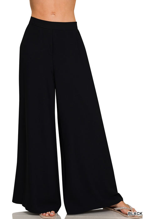 Relaxed Fit Elastic Waisted Wide Leg Pants