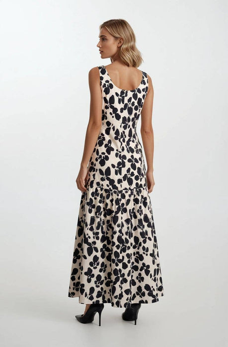 Bold Floral Maxi Drop Waist Dress