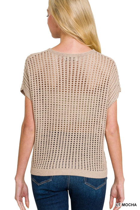 Crochet Knit Sheer Hollow Sweater