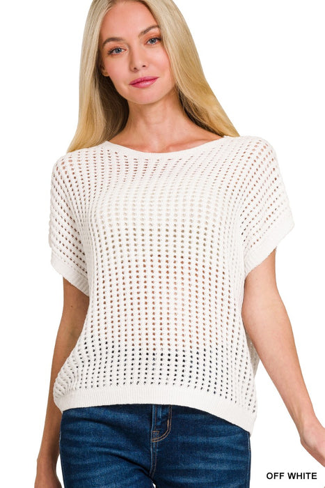 Crochet Knit Sheer Hollow Sweater