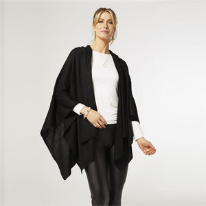 Hooded Kiara Lightweight Wrap - Black | Coco + Carmen