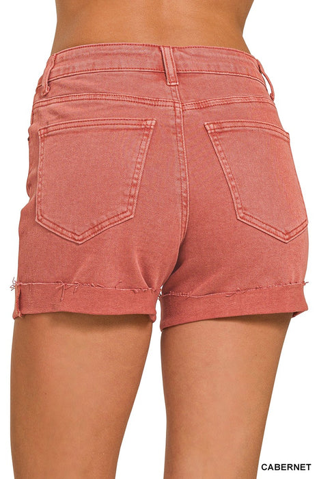 Black Frayed Cuffed Shorts