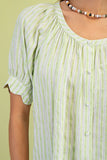 Striped Swiss Dot Round Neck Blouse