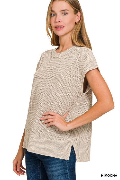 Ivory Oversized Crew Neck Sweater Vest