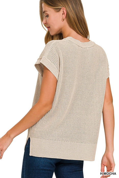 Ivory Oversized Crew Neck Sweater Vest