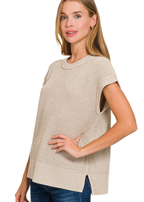 Coral Oversized Crew Neck Sweater Vest