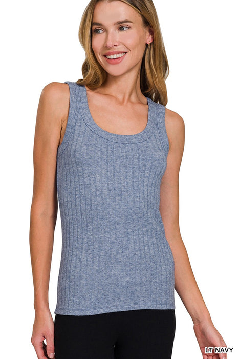Light Blue Melange Rib Tank Top
