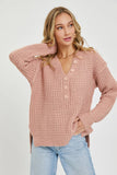 Mauve Oversized Waffle Sweater