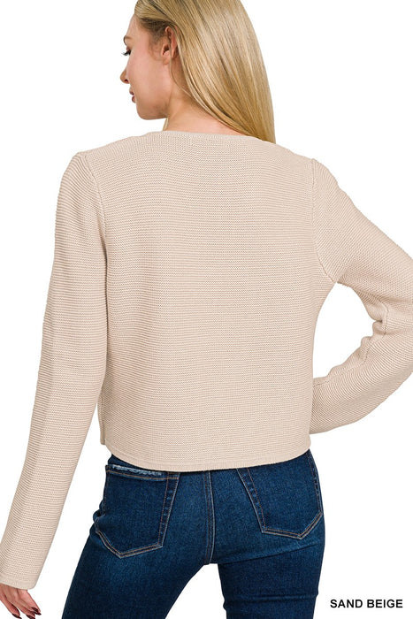 Sand Beige Tie Front Sweater Cardigan