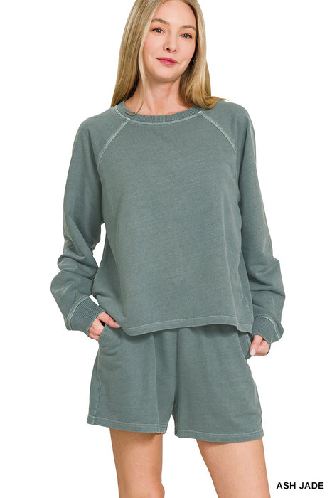 Jade Pigment Dye Pullover Top