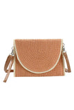 Frayed Trim Straw Crossbody/Clutch