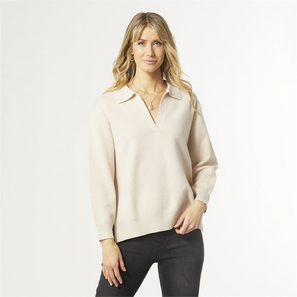 Cream Soft V-Neck Sweater