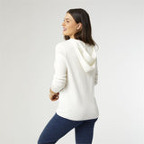 Winter White Hooded Ribbed Sweater