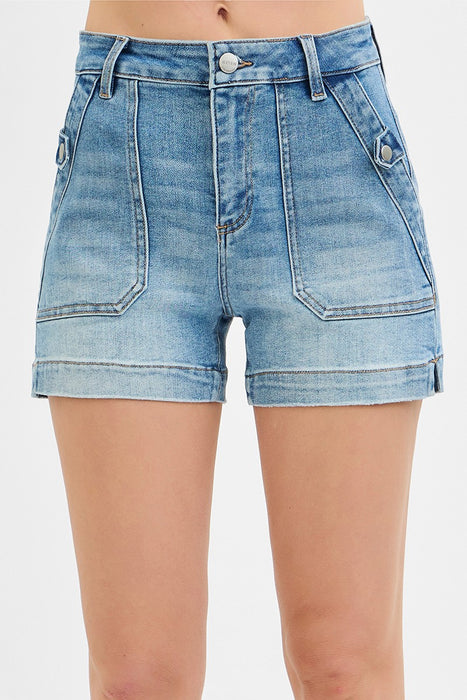 Risen High Rise Patched Pocket Shorts - Plus Size
