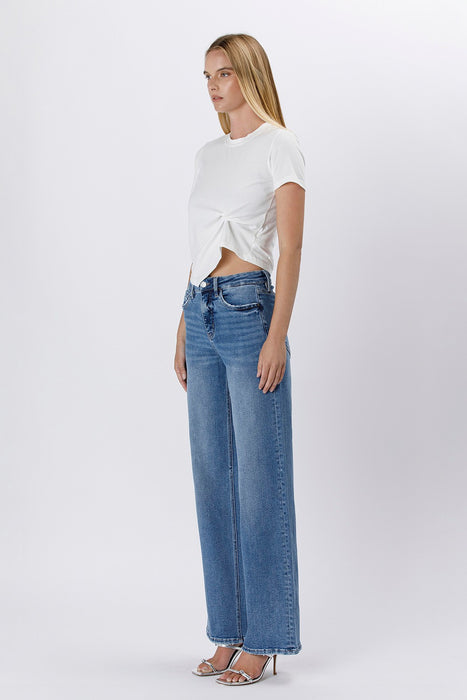 Tummy Control Super High Rise Baggy Wide Jeans