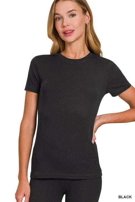 Black Basic Crew Neck Short Sleeve Tee