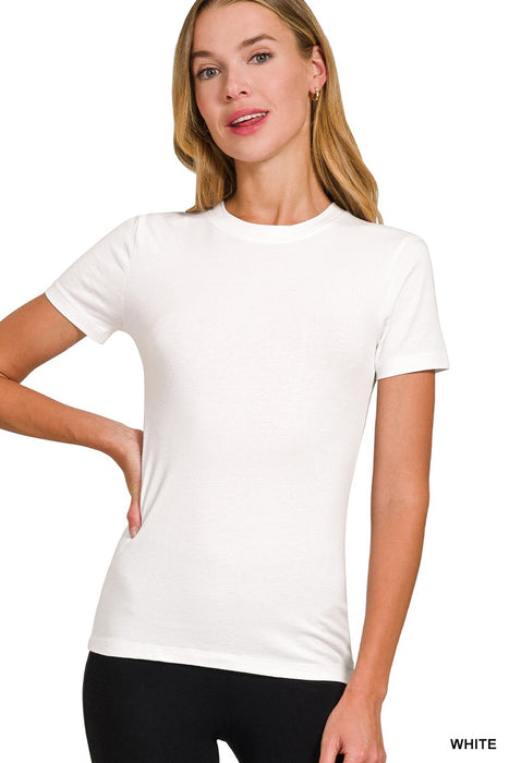 White Basic Crew Neck Short Sleeve Tee