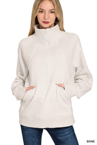 Half Zip Fleece Pullover w/ Kangaroo Pocket