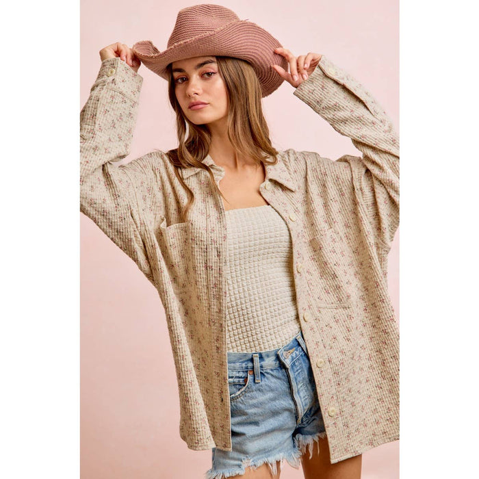 Floral Thermal Button Up Top