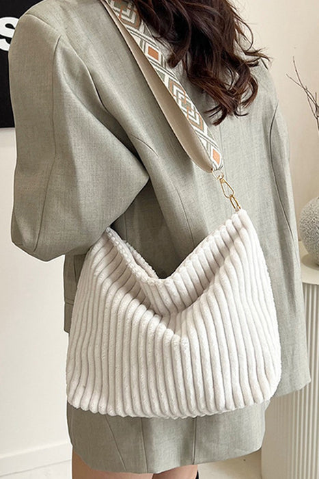 Mocha Corduroy Tote Bag With Guitar Shoulder Strap