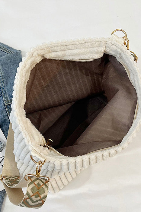 Mocha Corduroy Tote Bag With Guitar Shoulder Strap
