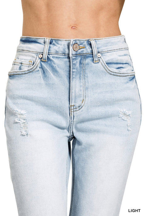 Zenana High Rise Straight Cropped Light Denim Jeans