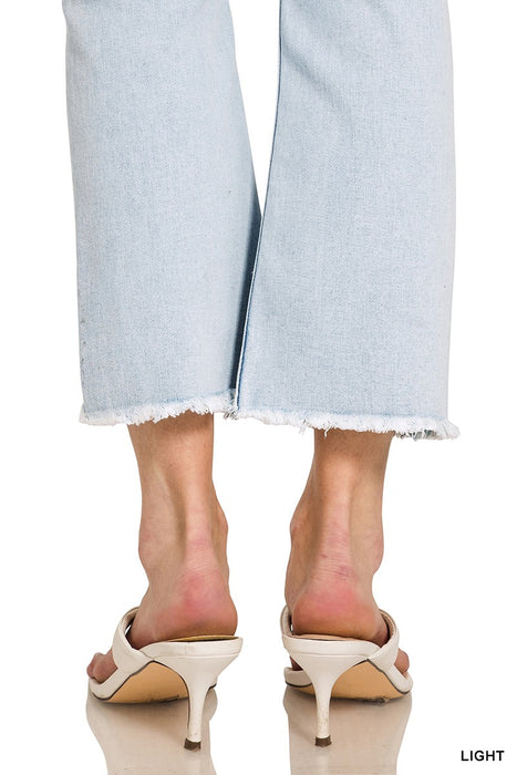 Zenana High Rise Straight Cropped Light Denim Jeans