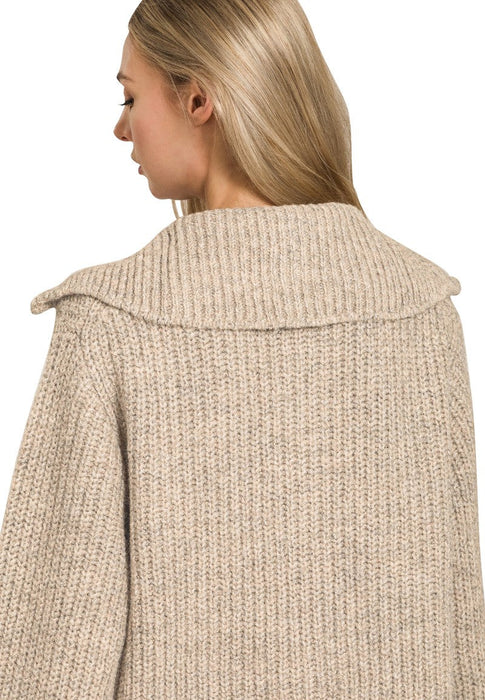 Black High Neck Full Zip Sweater