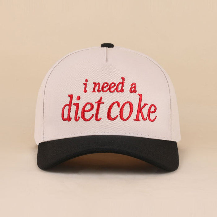I Need A Diet Coke Two Tone Canvas Cotton Cap Black/Red Hat