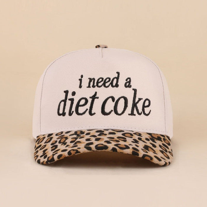 Leopard I Need A Diet Coke Two Tone Canvas Cotton Cap Hat
