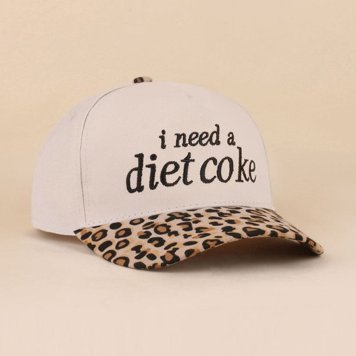 Leopard I Need A Diet Coke Two Tone Canvas Cotton Cap Hat