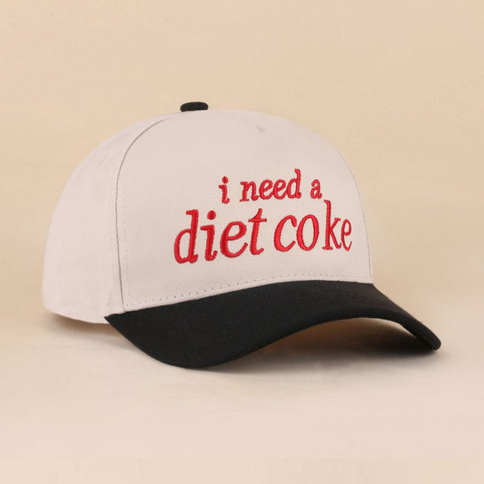 I Need A Diet Coke Two Tone Canvas Cotton Cap Black/Red Hat