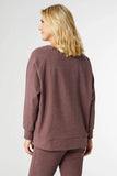 Weekend Brushed Side Zip Raglan Sleeve Top - Wine