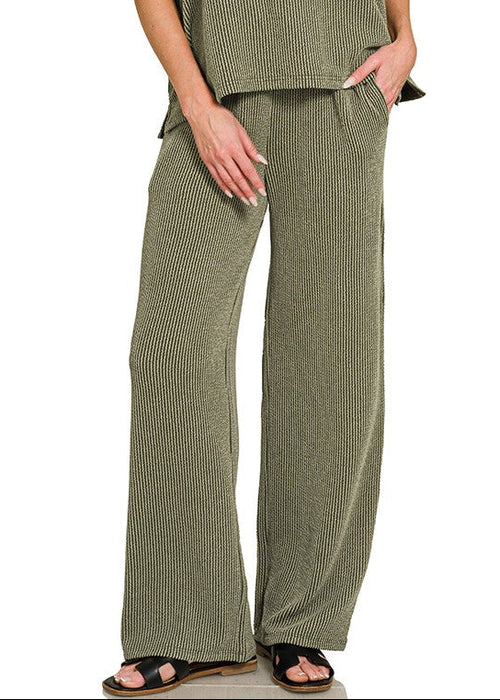Dark Olive Raised Rib Pants
