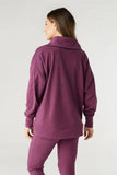 Weekend Brushed Half Zip Collar Top - Berry | S/M - 2XL