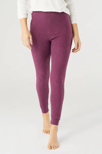 Weekend Brushed Ribbed Cuff Leggings - Berry