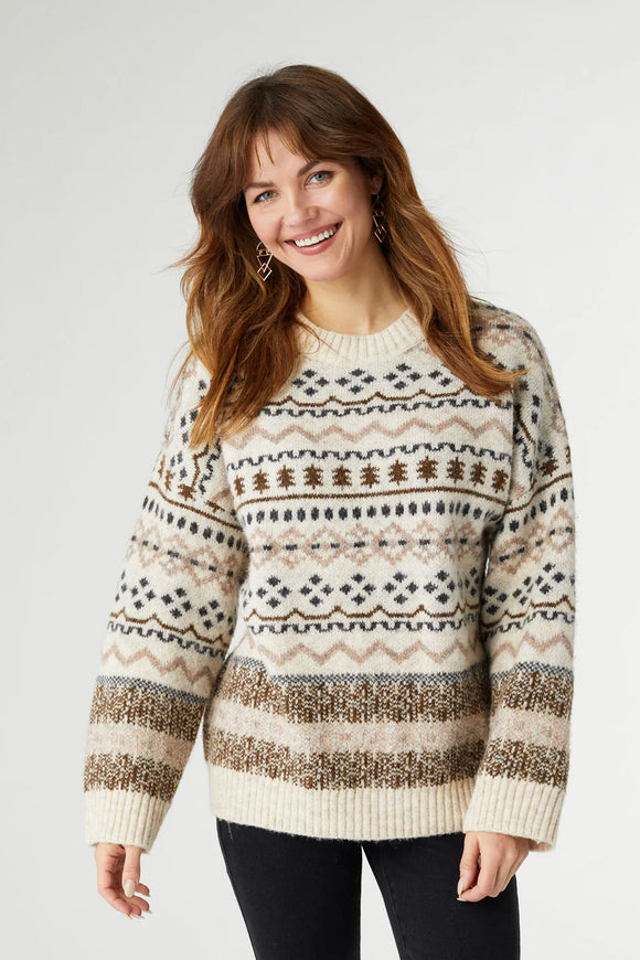 Crispin Sweater Oatmeal/Black/Brown  | S/M - 2XL