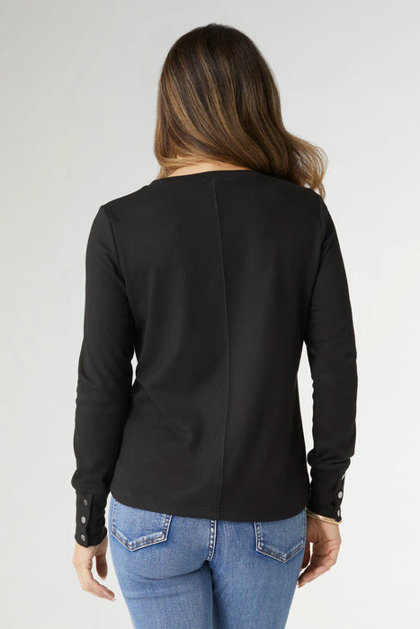 Alexis Super Soft Top with Snap Cuff - Black