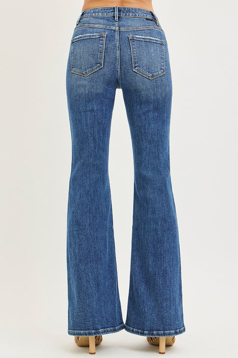 Tummy Control High Rise Flare Front Seam Detail