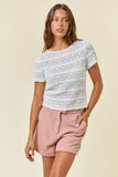 Ruffle Stretch Lace Fitted Top