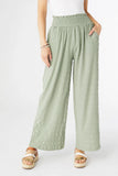 Lillian Flowy Textured Pant with Cinched Waist - Sage