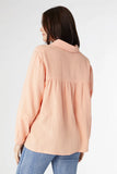 Kacey Long Sleeve Soft Gauze Top - Light Coral