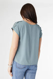 Selah Top with Shoulder Crochet - Sea Green