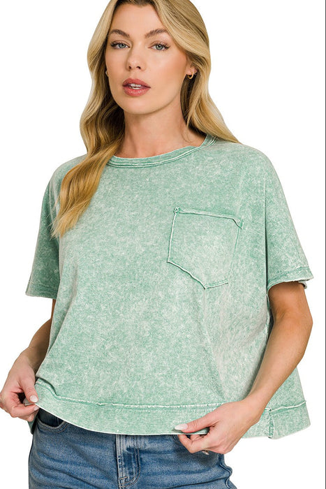 Green Halo Washed Oversized Top