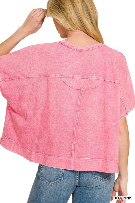 Hot Pink Halo Washed Oversized Top