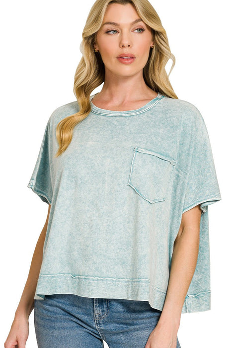 Blue Halo Washed Oversized Top