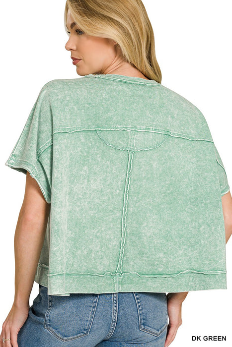 Light Olive Halo Washed Oversized Top