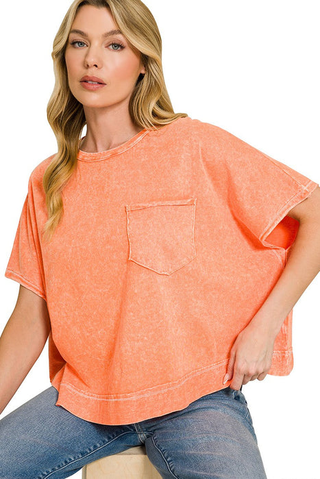 Orange Halo Washed Oversized Top