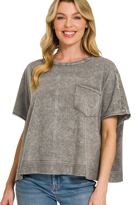 Ash Black Halo Washed Oversized Top