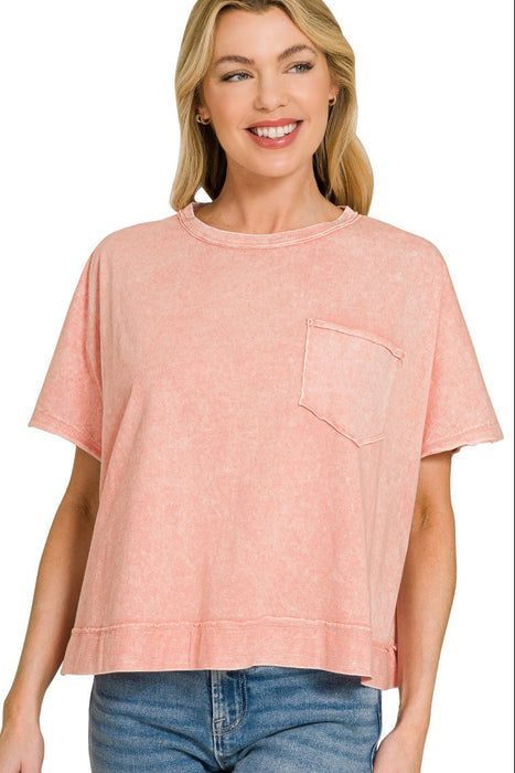 Peach Halo Washed Oversized Top